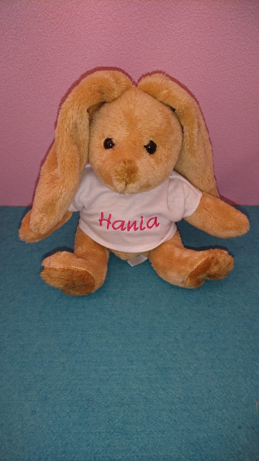 Hase mit Wunschnamen bestickt