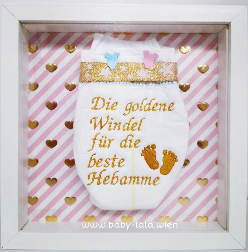 65494124_ Die goldene Windel für die beste Hebamme